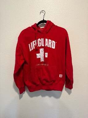 Lifeguard Venice Beach CA Red Pullover Hoodie Size Medium